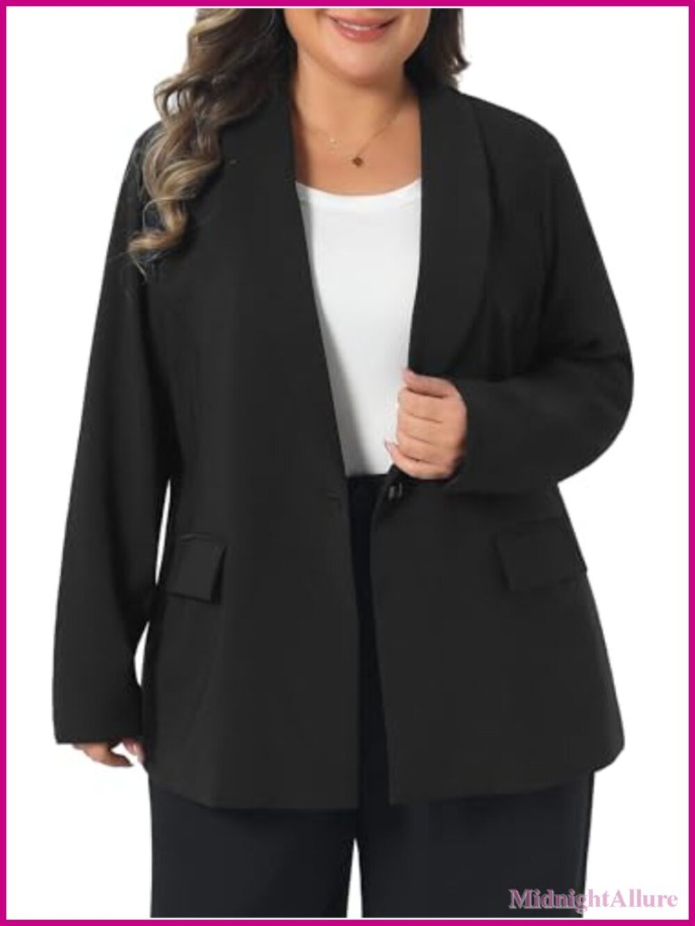 Plus Size Blazer Roll Up Sleeve Button Business Casual Suit Jacket